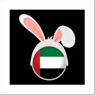 happy easter United Arab Emirates bunny ears flag cute designs Posters and Art